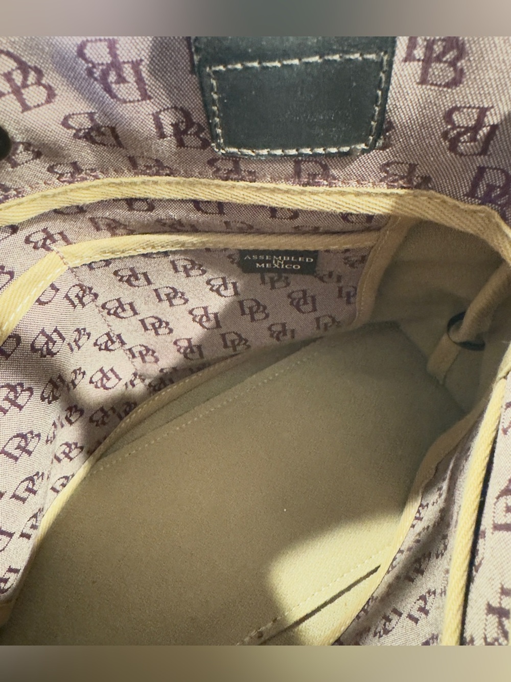 Dooney & Bourke Tassel Tote Bag Purple Signature Canvas Brown Leather - Picture 10 of 11